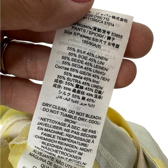 NEW Tory Burch Crop Pant 8 Stripe Silk Linen Slim Fit - Picture 11 of 11